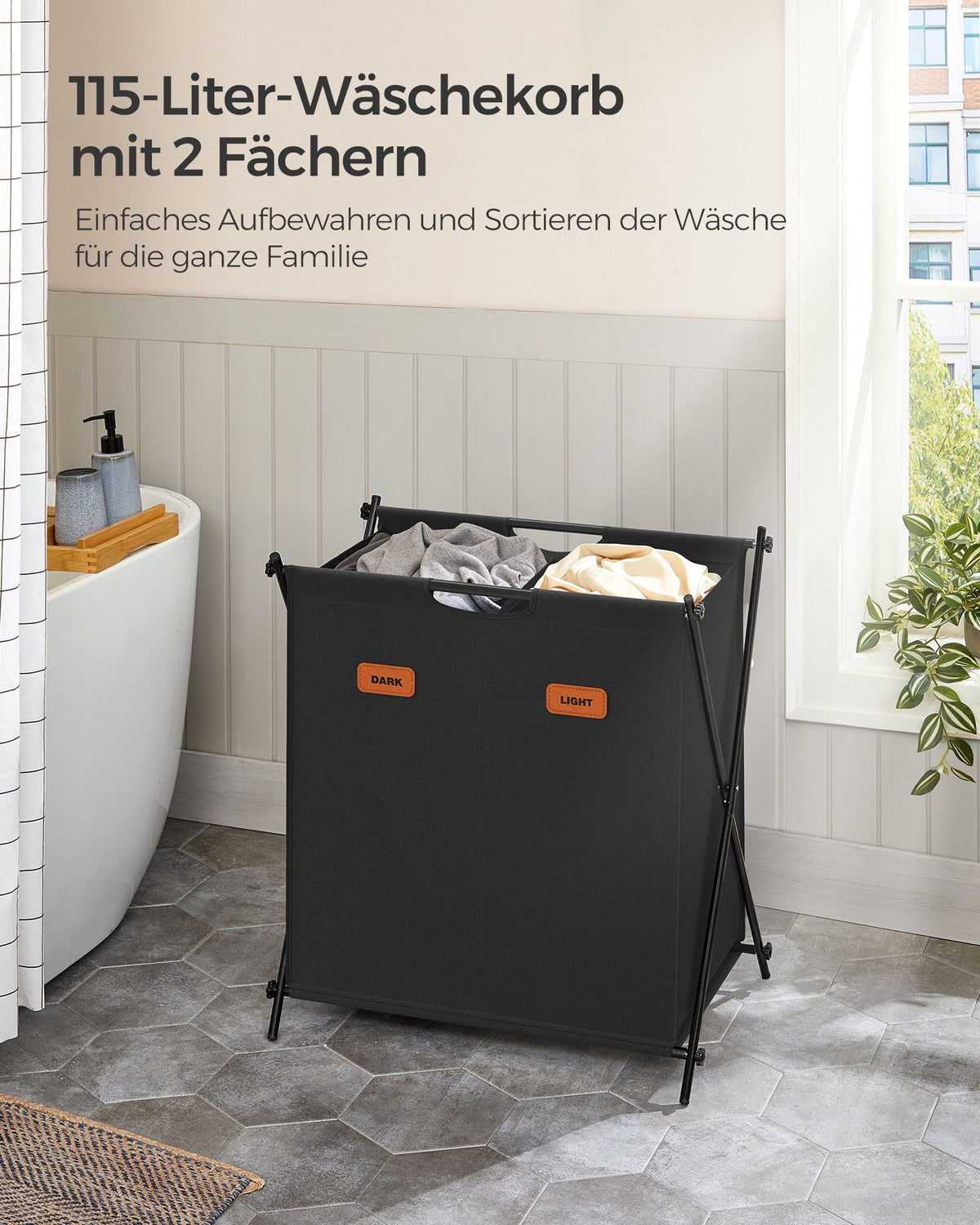 Wasmand – 2 compartimenten – Opvouwbaar – 600D Oxford-stof