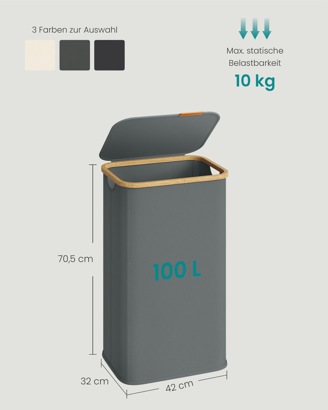 Wasmand 100L - Oxford-Stof Met Deksel - Compact Voor Klein Huishouden