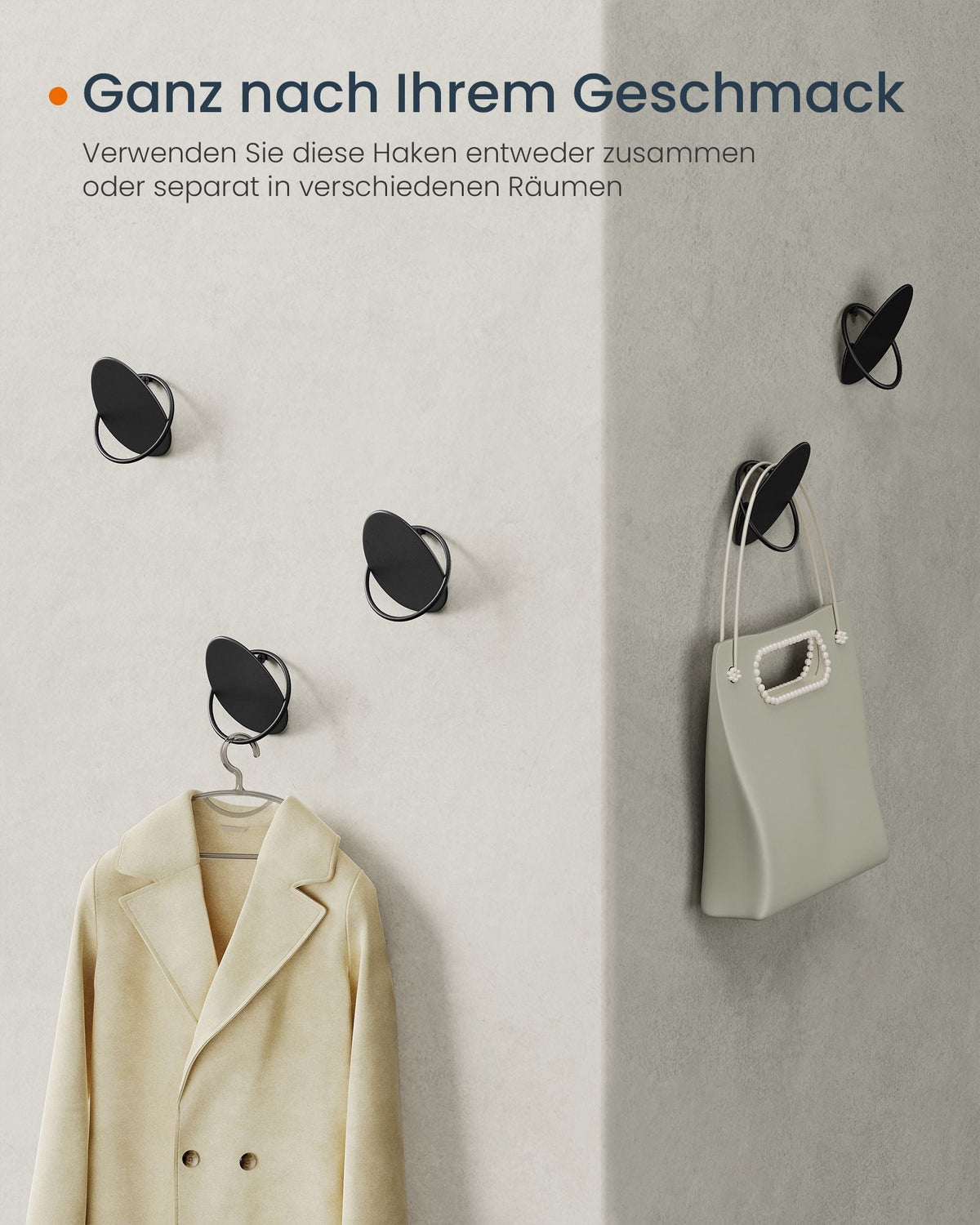 Muurhaak – Eivormig ontwerp – Wandmontage – Staal – Maximaal draagvermogen 5 kg