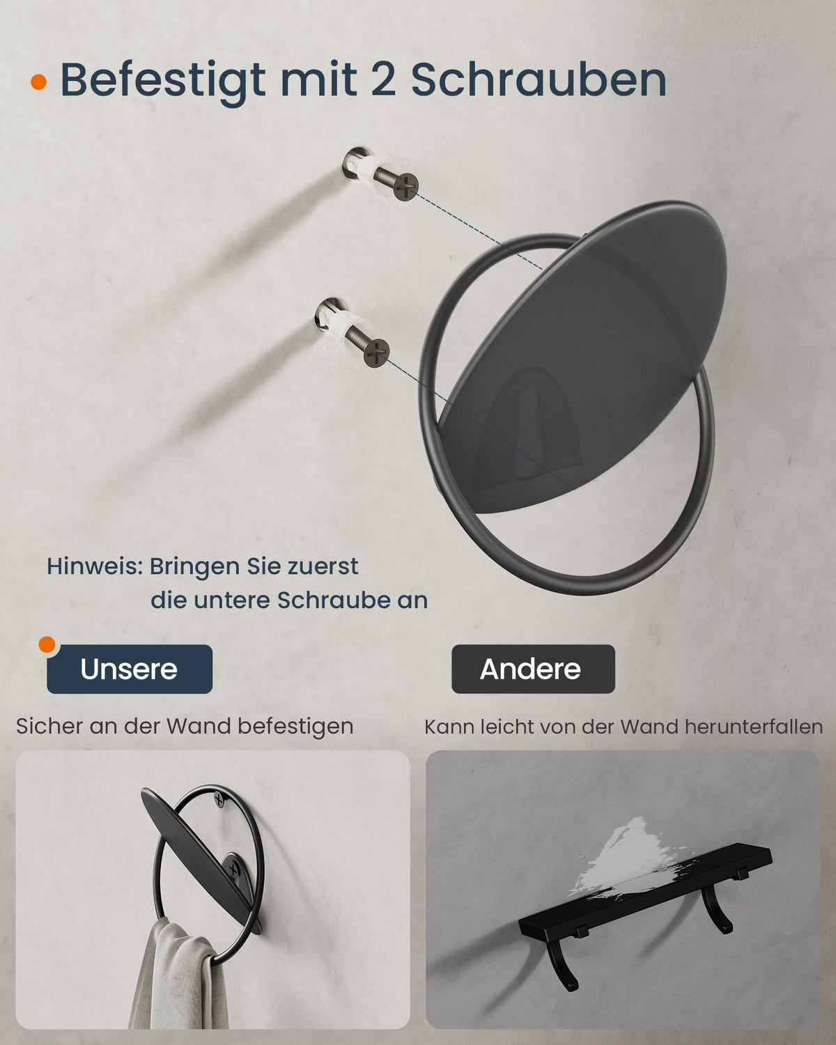 Muurhaak – Eivormig ontwerp – Wandmontage – Staal – Maximaal draagvermogen 5 kg