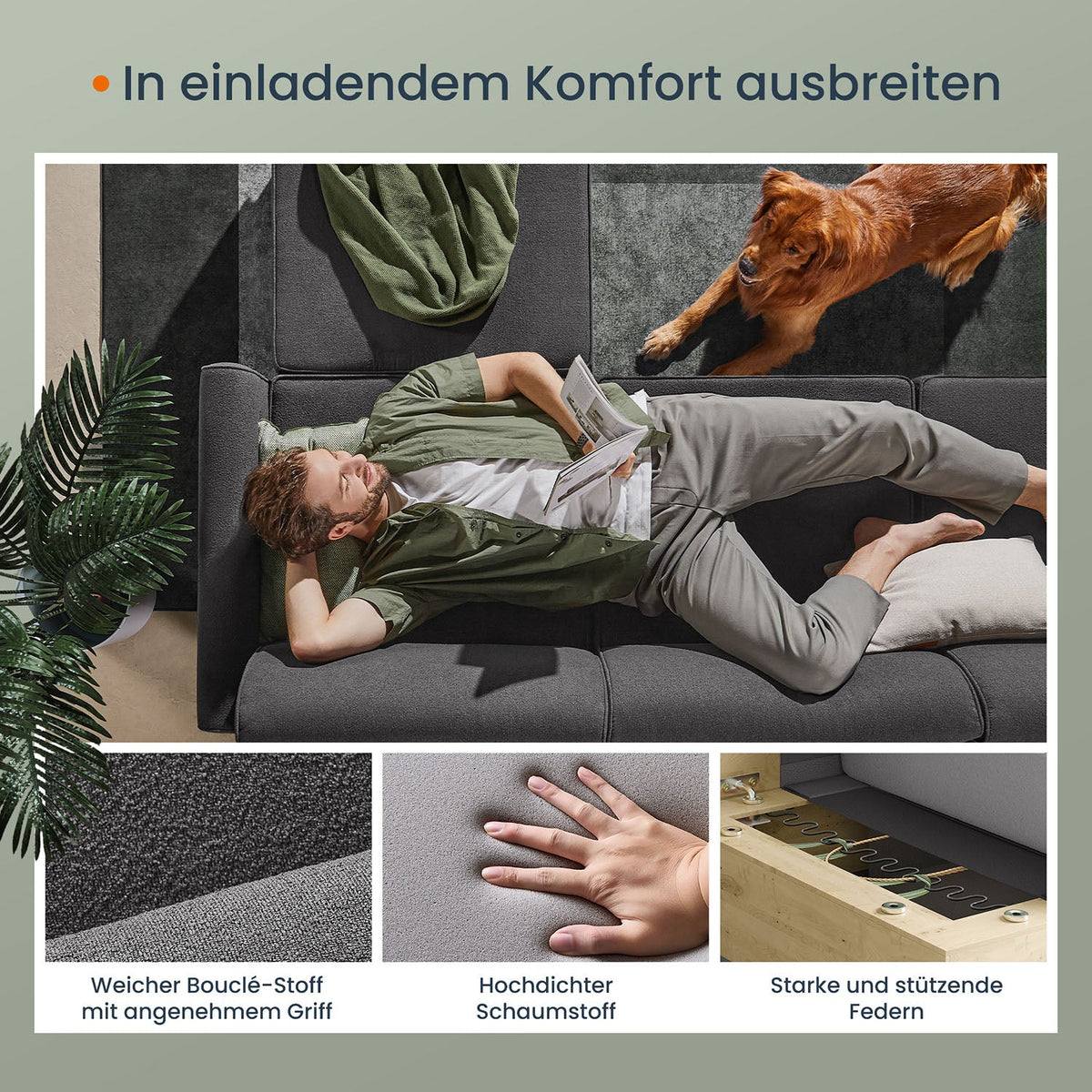 Modulaire Bank - Bouclé Bankstel - Verstelbaar