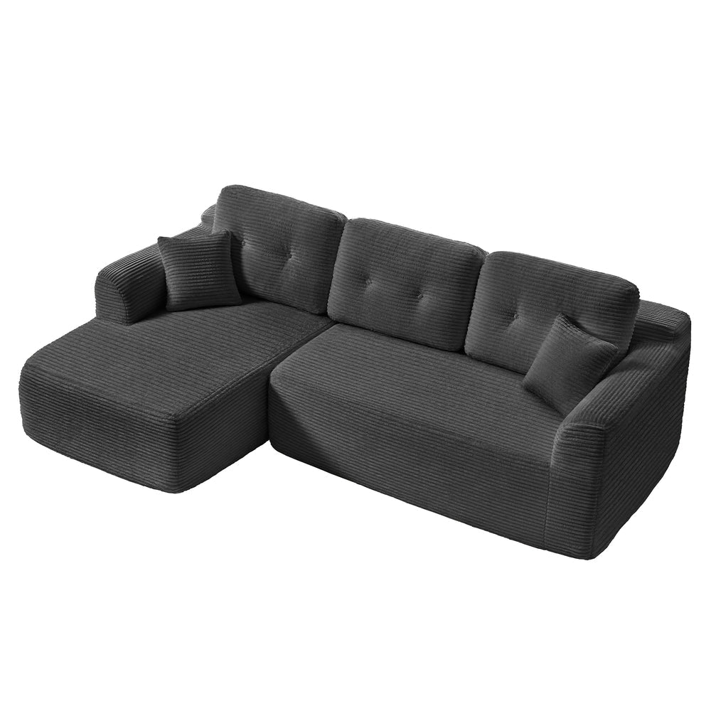 Modulaire Hoekbank Met Chaise Longue – Slaapbank – Cord Stof – Geen Montage Nodig – Links of Rechts
