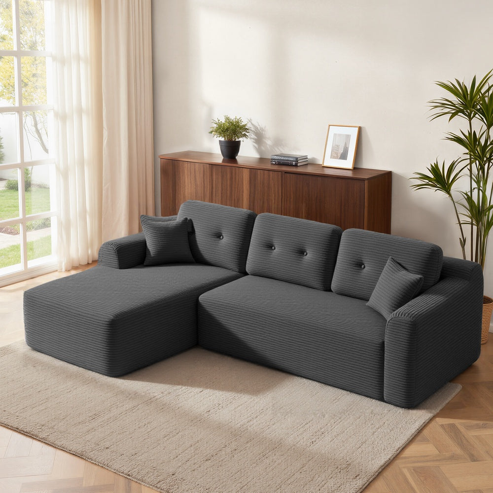 Modulaire Hoekbank Met Chaise Longue – Slaapbank – Cord Stof – Geen Montage Nodig – Links of Rechts