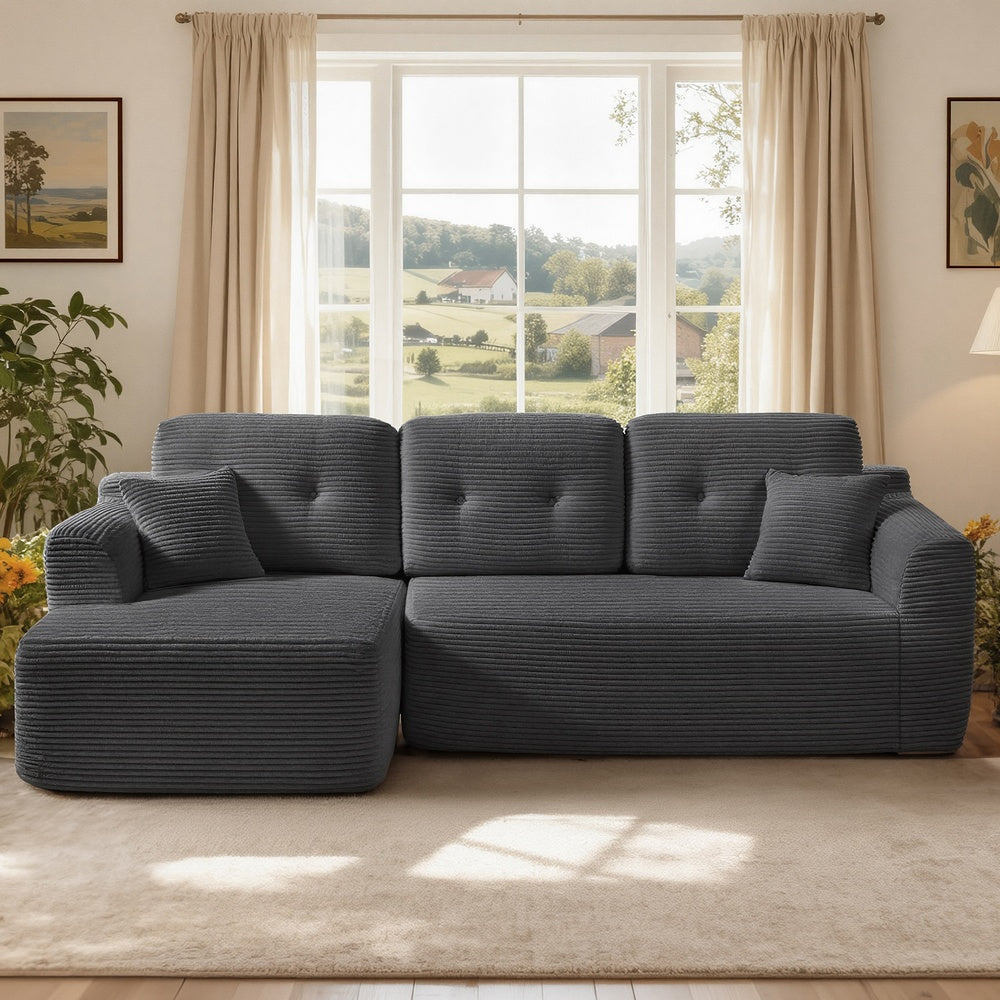 Modulaire Hoekbank Met Chaise Longue – Slaapbank – Cord Stof – Geen Montage Nodig – Links of Rechts
