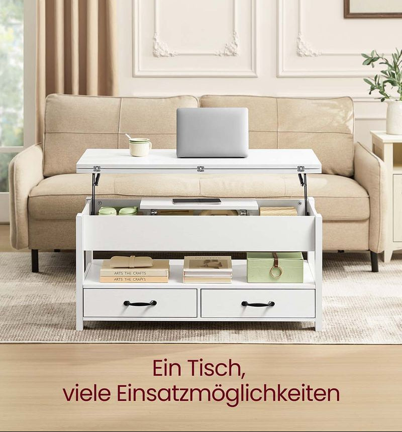 Salontafel Met Opklapbaar Blad en Verborgen Opbergruimte – Multifunctioneel, Verstelbaar en Modern Ontwerp – 100 cm Breed