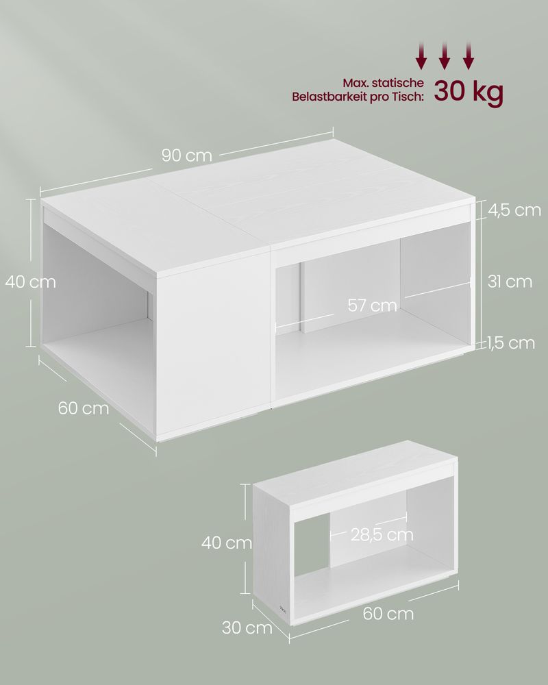Salontafelset 3-delig – Moderne Bijzettafels – Flexibel te Combineren – Met Extra Opbergruimte – Houtlook