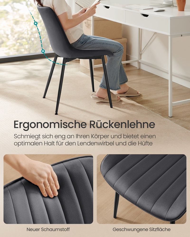 Eetkamerstoel Set Van 2 – Ergonomisch Ontwerp – Comfortabele Bekleding – Stalen Poten