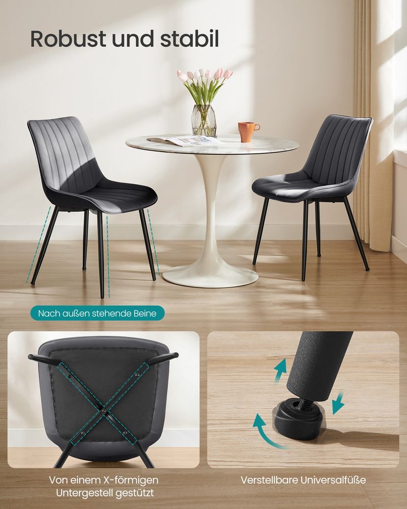 Eetkamerstoel Set Van 2 – Ergonomisch Ontwerp – Comfortabele Bekleding – Stalen Poten