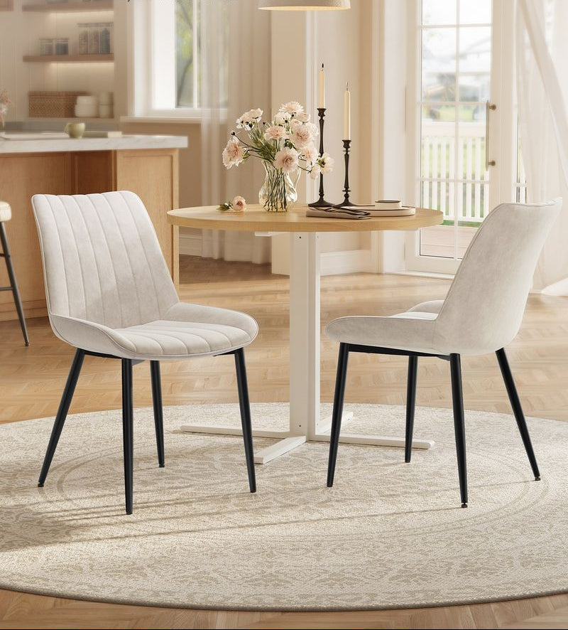 Eetkamerstoel Set Van 2 – Ergonomisch Ontwerp – Comfortabele Bekleding – Stalen Poten