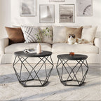 Set van 2 Ronde Bijzettafels – Modern Design – Zwart – Compact en Multifunctioneel
