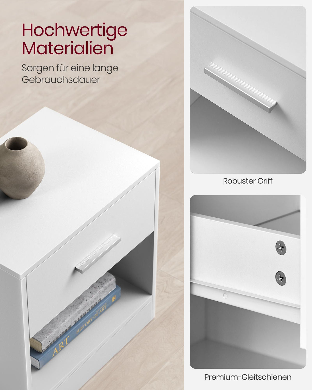 Bedkasten – Nachtkastje – Set van 2 – Bijzettafel – Met Lade – Open Vak