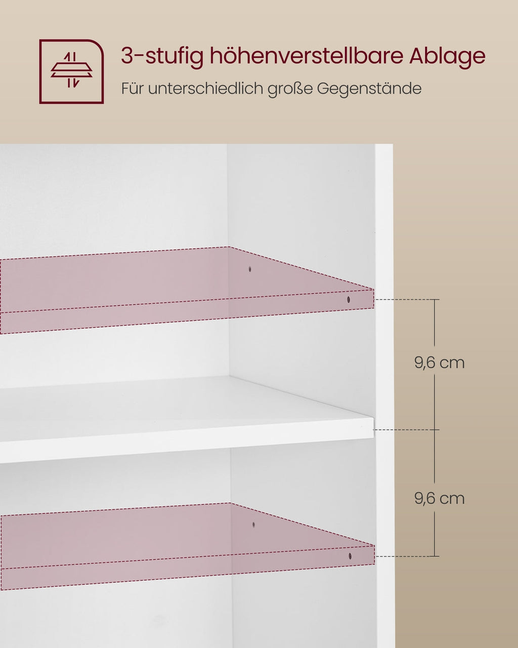 Nachtkastje 2-delige Set - Met Open Vakken En Verstelbare Plank - Voor Slaapkamer