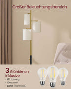 Dimbare Staande Lamp met Stoffen Lampenkap – Inclusief LED-Lampen – Goud-Zwart