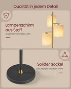 Dimbare Staande Lamp met Stoffen Lampenkap – Inclusief LED-Lampen – Goud-Zwart
