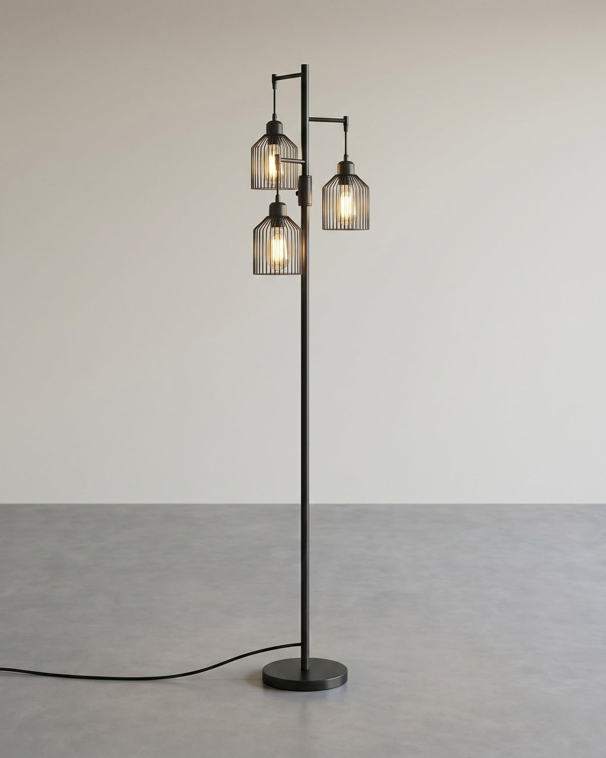 Vloerlamp 3-Lichts – In Hoogte Verstelbaar – Industriële Metalen Kappen – Staande Lamp 176 cm voor Woonkamer