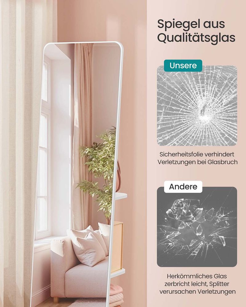 Staande Spiegel Met Opbergruimte – 360° Draaibaar – Met 4 Planken En 4 Haken – Full-Body Spiegel – MDF En Veiligheidsglas