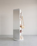 Staande Spiegel Met Opbergruimte – 360° Draaibaar – Met 4 Planken En 4 Haken – Full-Body Spiegel – MDF En Veiligheidsglas