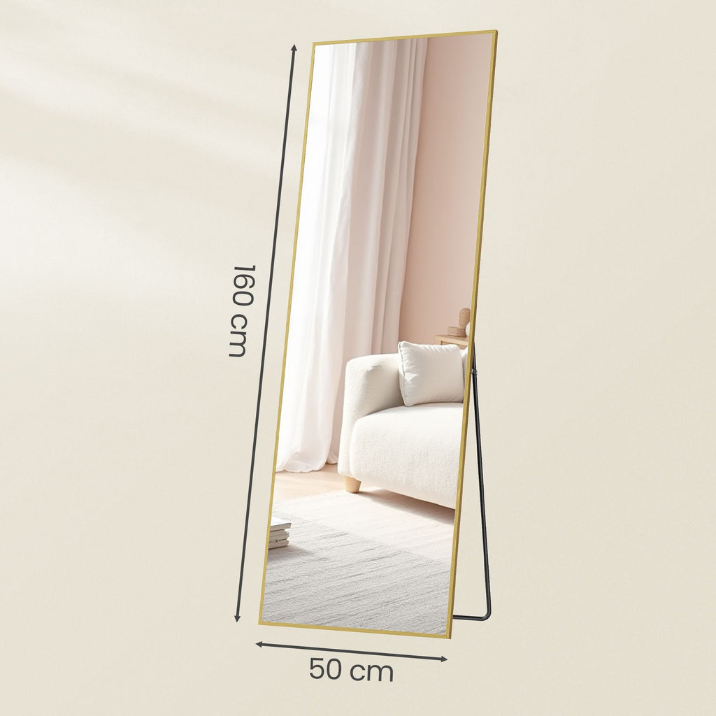 Passpiegel Staand 160 x 50 cm - Breukvast Met Aluminium Frame - Voor Slaapkamer