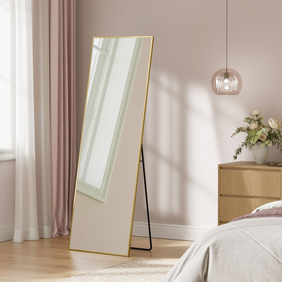 Passpiegel Staand 160 x 50 cm - Breukvast Met Aluminium Frame - Voor Slaapkamer