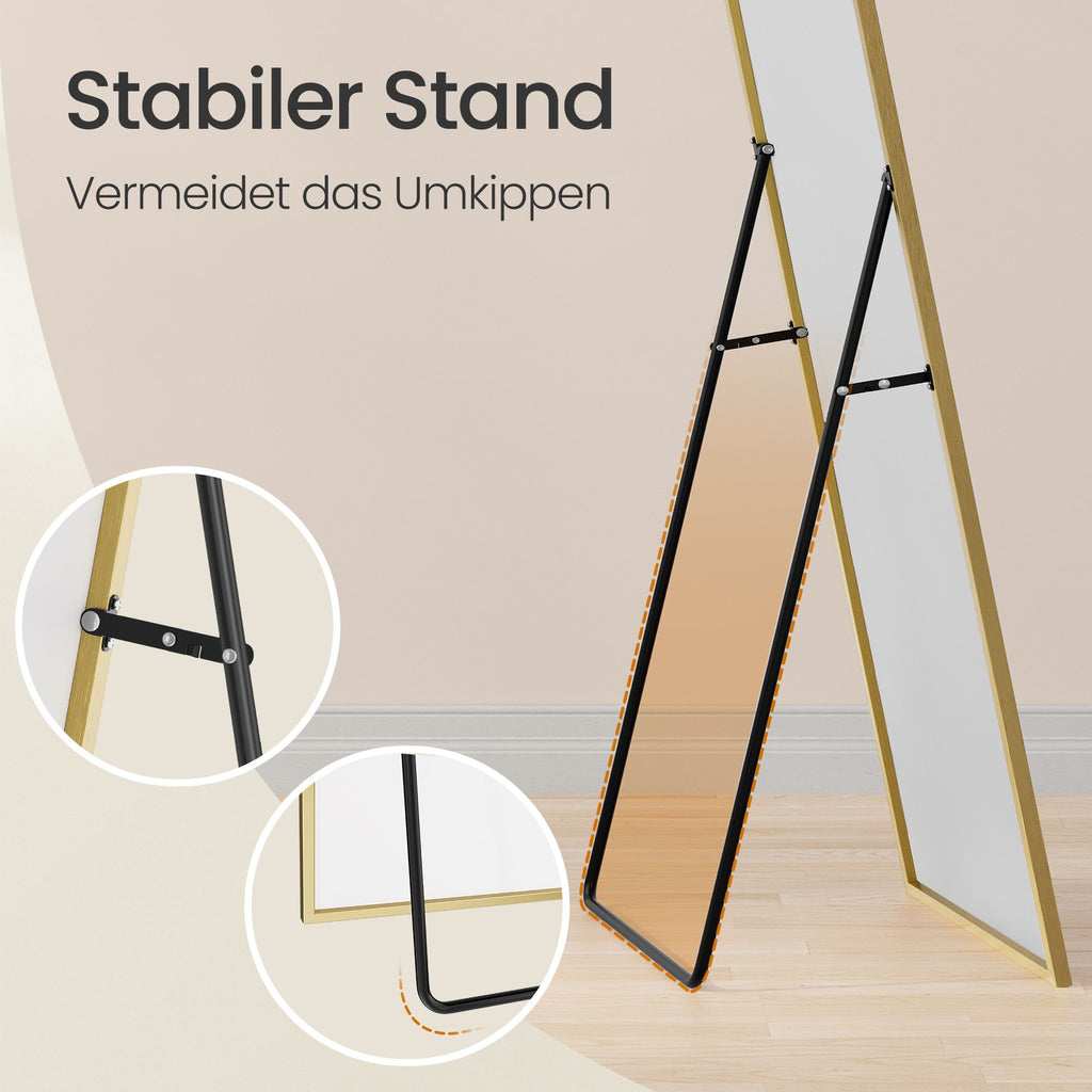 Passpiegel Staand 160 x 50 cm - Breukvast Met Aluminium Frame - Voor Slaapkamer