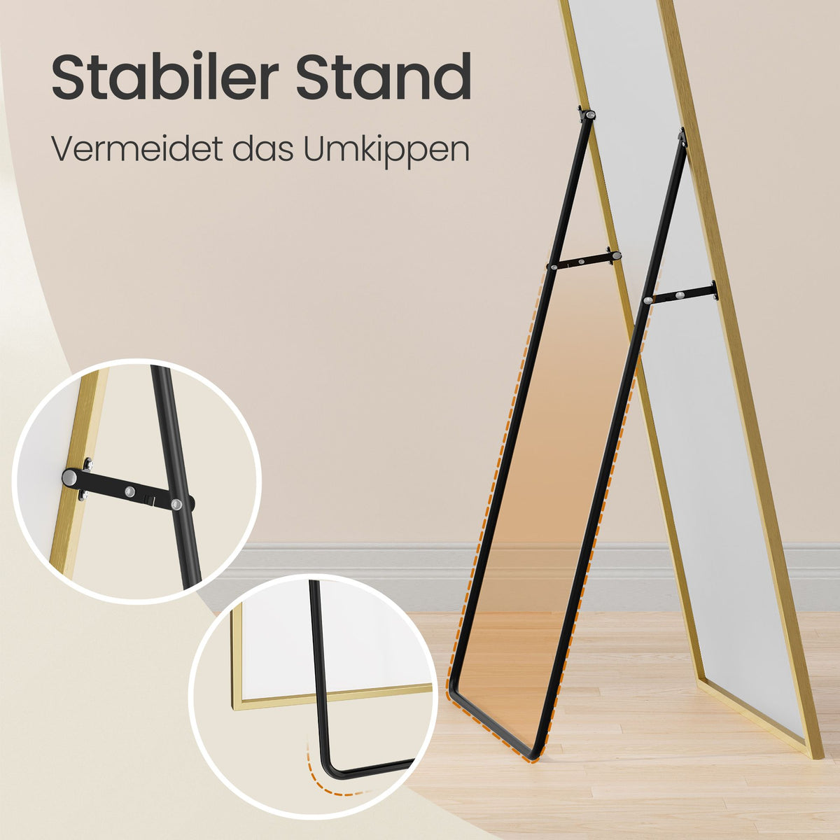 Passpiegel Staand 160 x 50 cm - Breukvast Met Aluminium Frame - Voor Slaapkamer