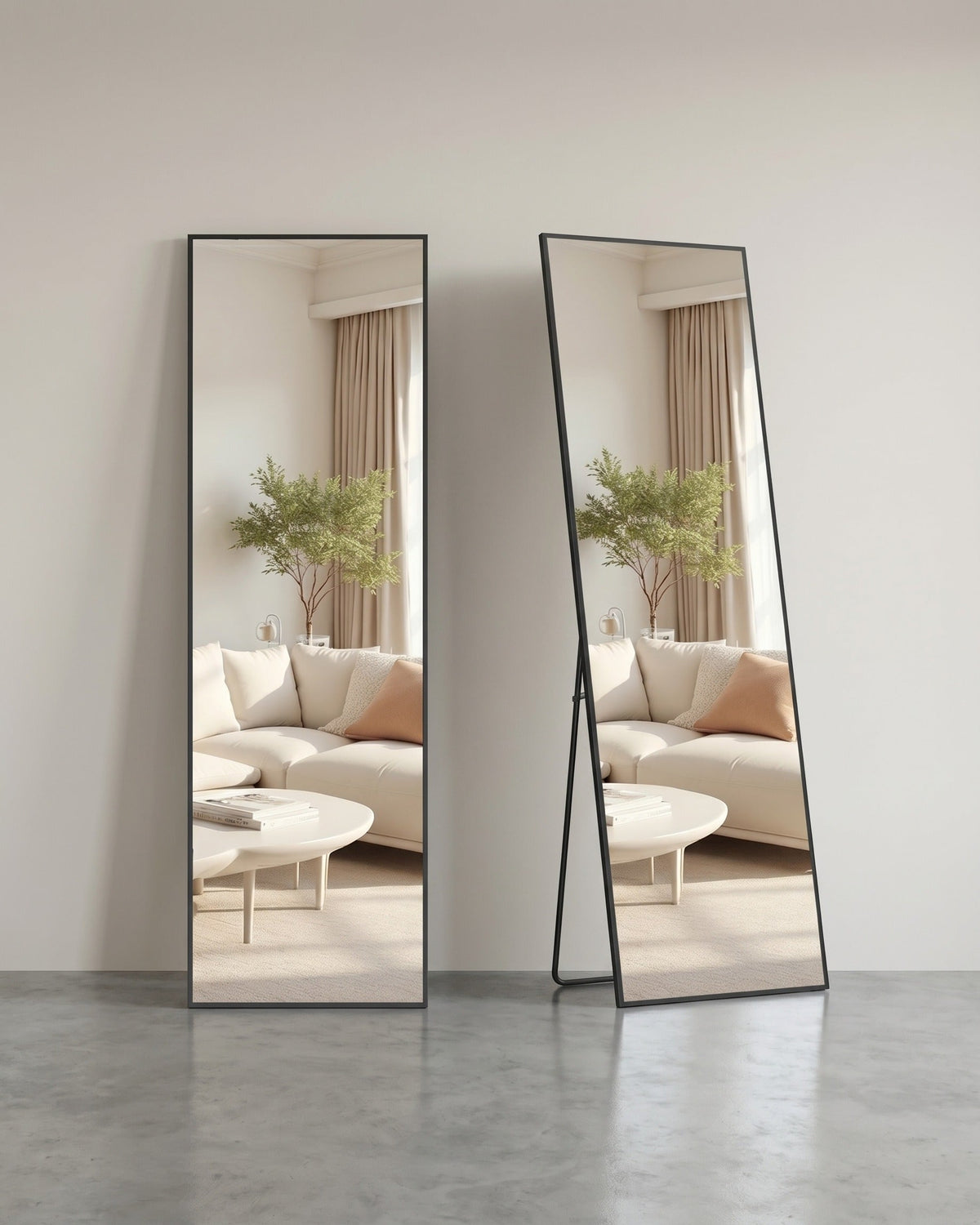 Passpiegel - Rechthoekig - Zwart Frame - Vloermodel