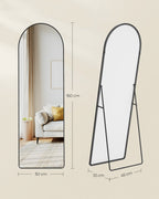 Passpiegel - 160 x 50 cm - Gewelfde Rand Van Hardglas - Vloermodel