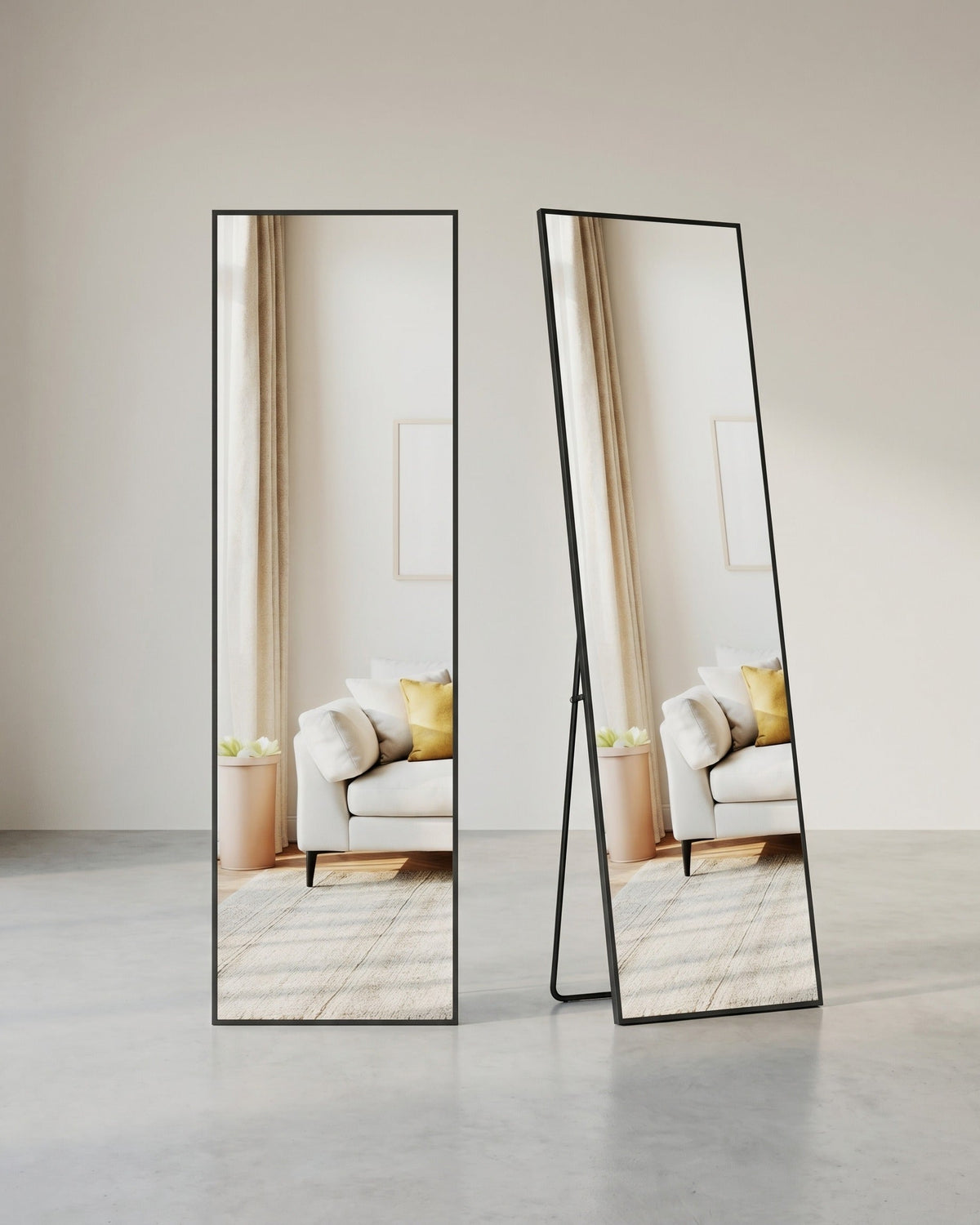 Passpiegel Staand 150 x 40 cm - Rechthoekig Met Aluminium Frame - Voor Slaapkamer