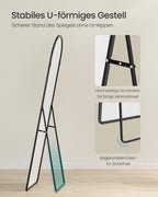 Passpiegel Staand 160 x 50 cm - Gewelfde Spiegel Met Aluminium Frame - Voor Slaapkamer