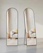Passpiegel Staand 160 x 50 cm - Gewelfde Spiegel Met Aluminium Frame - Voor Slaapkamer