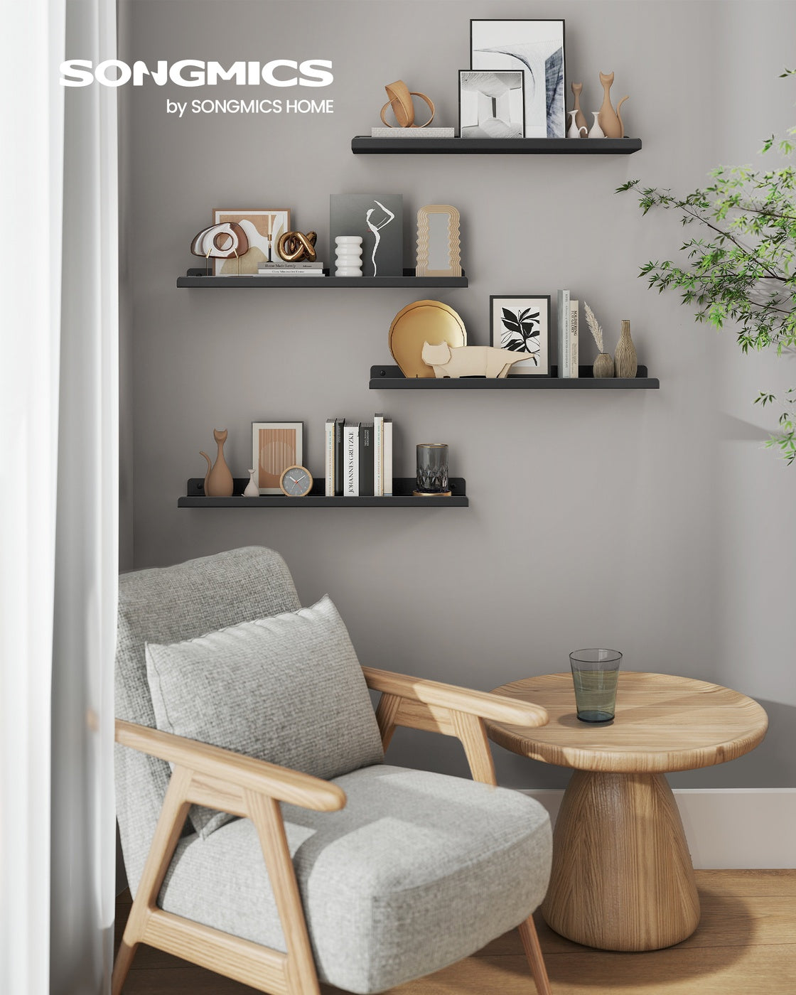 Metalen Wandplanken 3-delige Set - Zwevende Planken In Industriële Stijl - Voor Fotolijsten