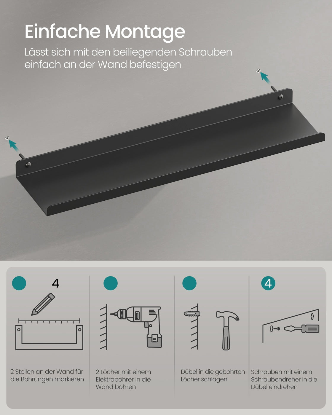 Metalen Wandplanken 3-delige Set - Zwevende Planken In Industriële Stijl - Voor Fotolijsten