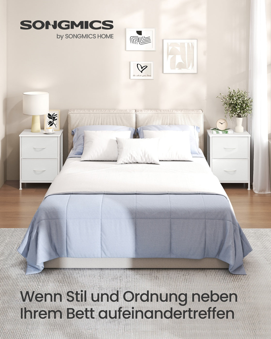 Nachtkastje 2-delige Set - Met 2 Lades Per Kastje - Voor Slaapkamer