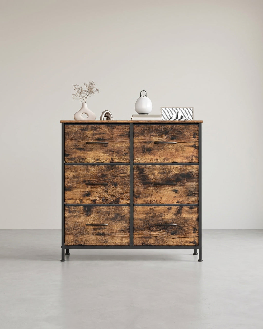 Commode met 6 Laden – Industrieel Design – Stalen Frame – Veel Opbergruimte – 73 cm Hoog