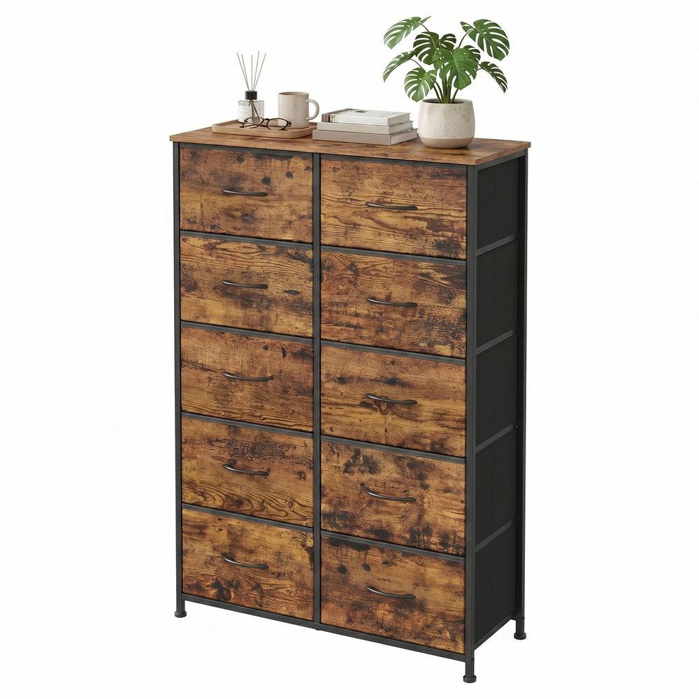 Dressoir Met 10 Stoffen Lades - Stalen Frame - Voor Slaapkamer Of Hal