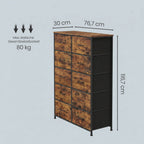 Dressoir Met 10 Stoffen Lades - Stalen Frame - Voor Slaapkamer Of Hal