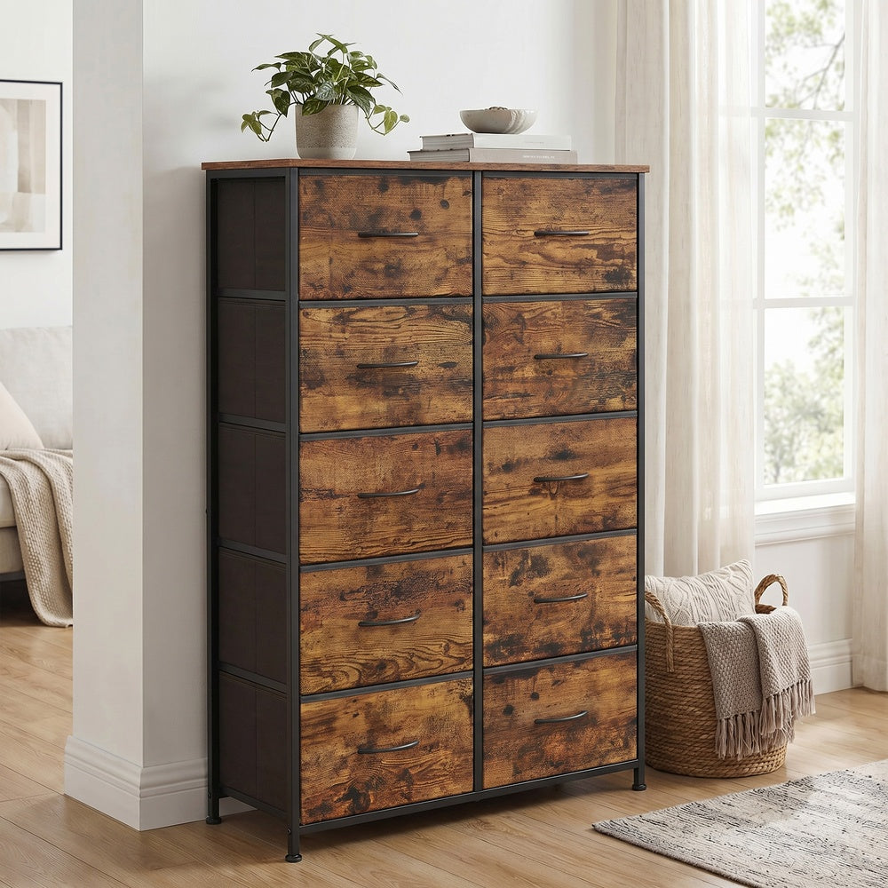 Dressoir Met 10 Stoffen Lades - Stalen Frame - Voor Slaapkamer Of Hal