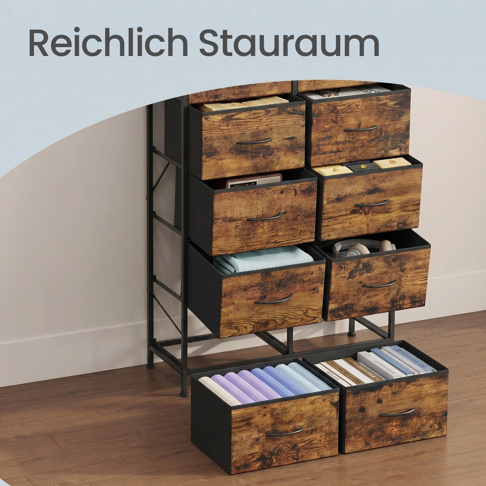 Dressoir Met 10 Stoffen Lades - Stalen Frame - Voor Slaapkamer Of Hal