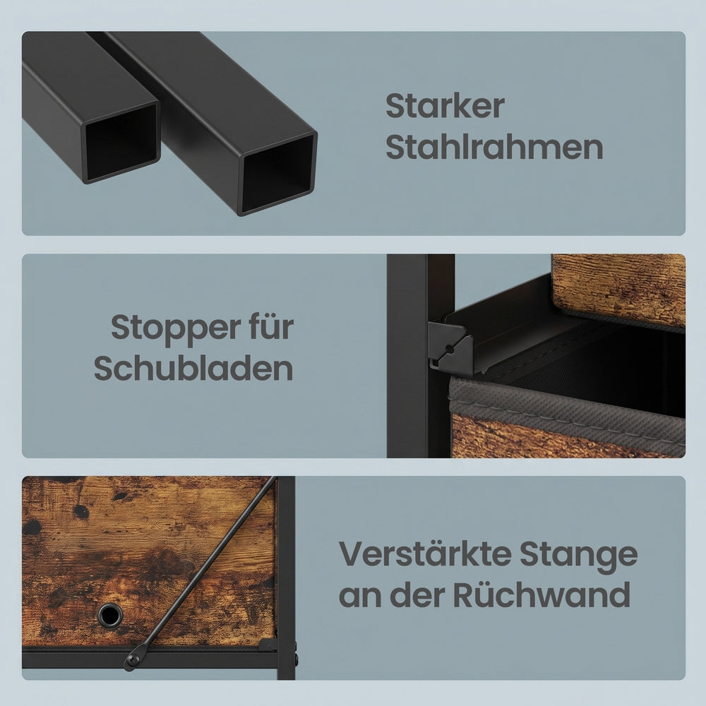 Dressoir Met 10 Stoffen Lades - Stalen Frame - Voor Slaapkamer Of Hal