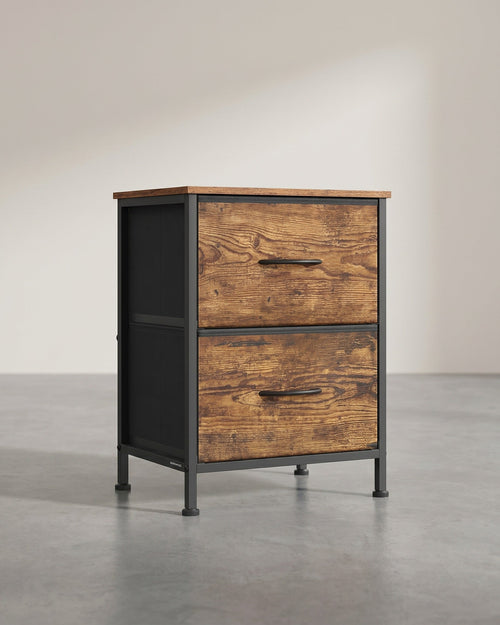 Bedkast – Commode met 4 stoffen lades – MDF en staal – 30 x 39,6 x 52,2 cm