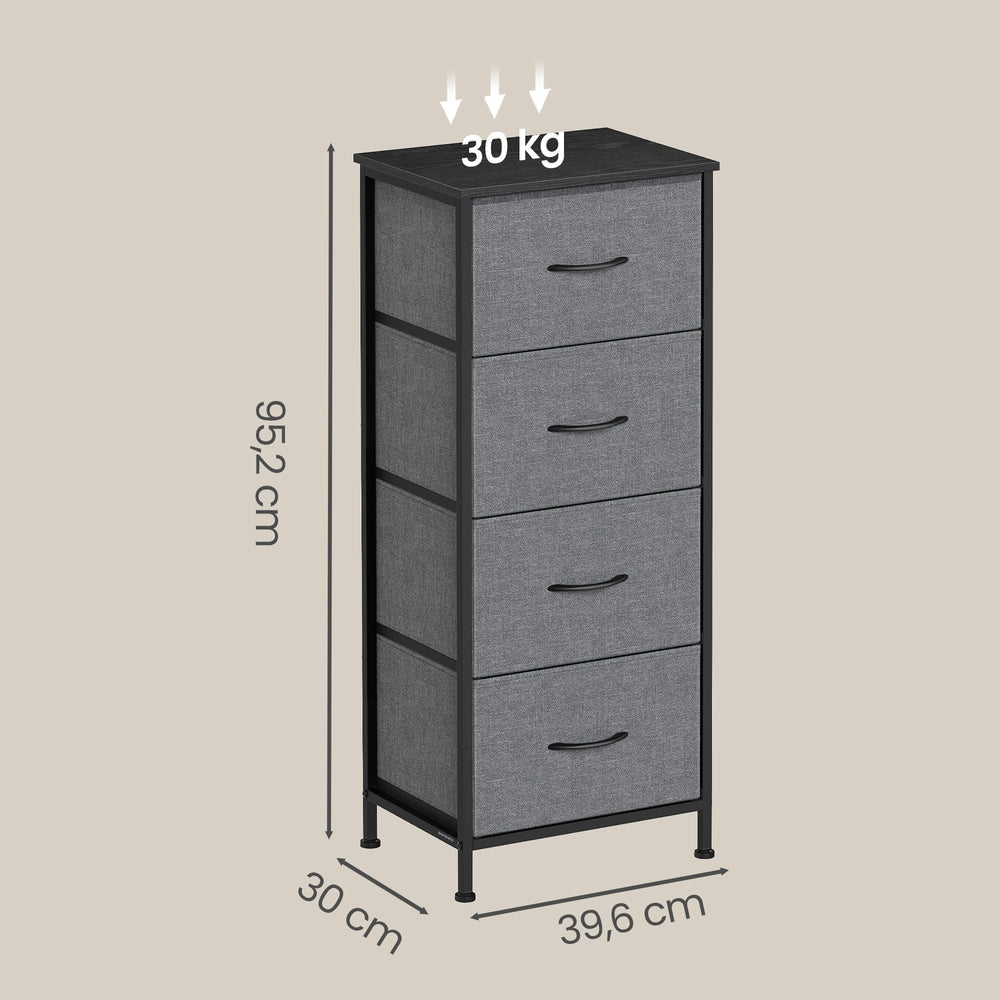 Dressoir Met 4 Stoffen Lades - Stalen Frame - Voor Slaapkamer Of Hal