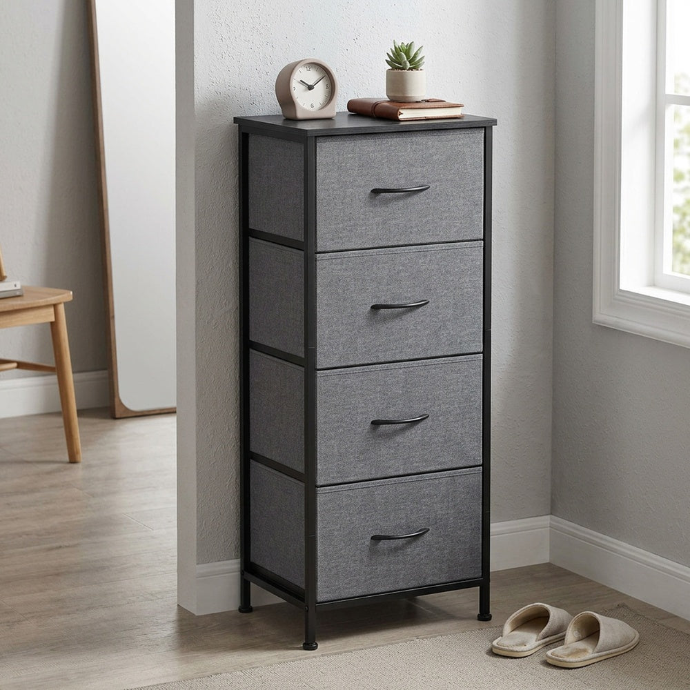 Dressoir Met 4 Stoffen Lades - Stalen Frame - Voor Slaapkamer Of Hal