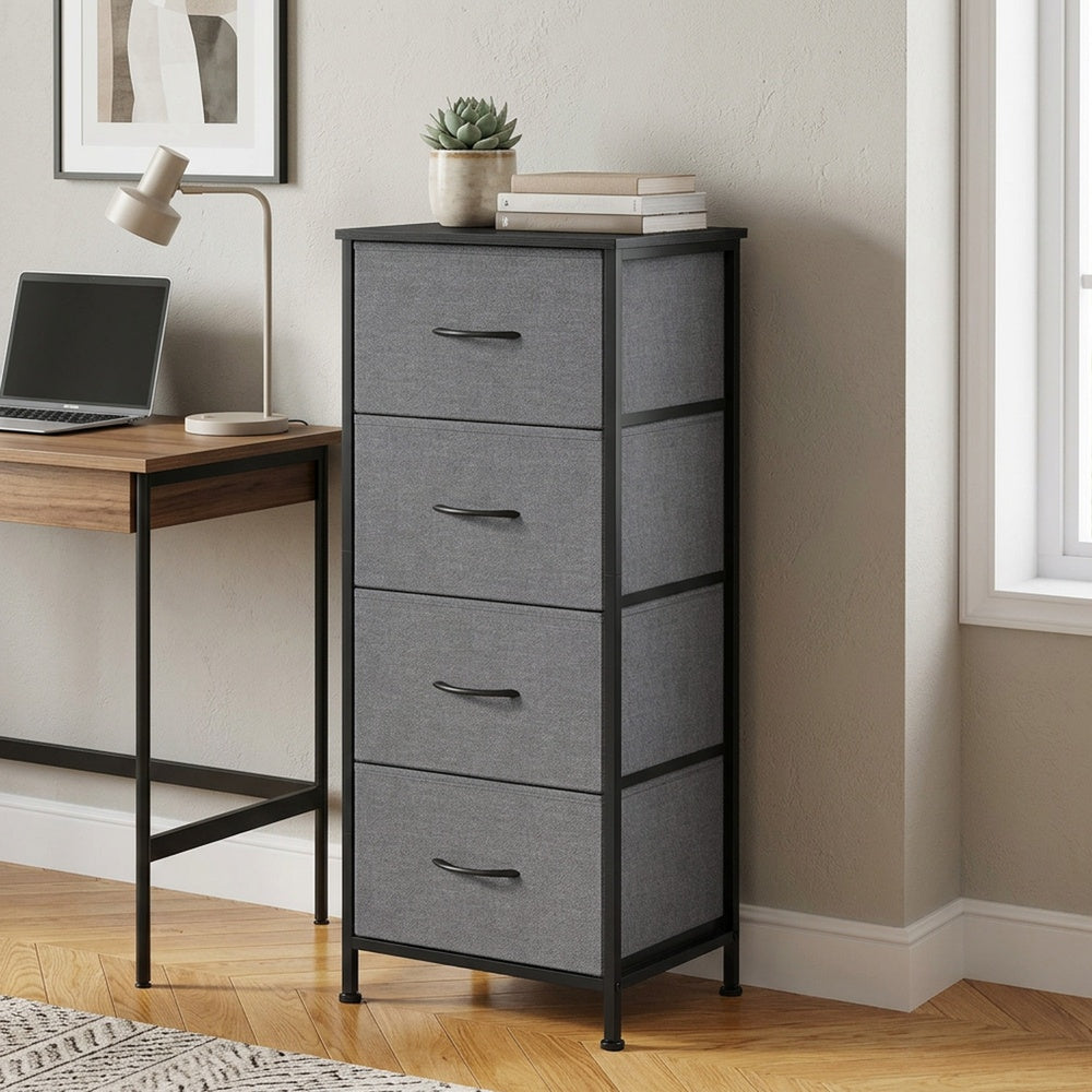 Dressoir Met 4 Stoffen Lades - Stalen Frame - Voor Slaapkamer Of Hal