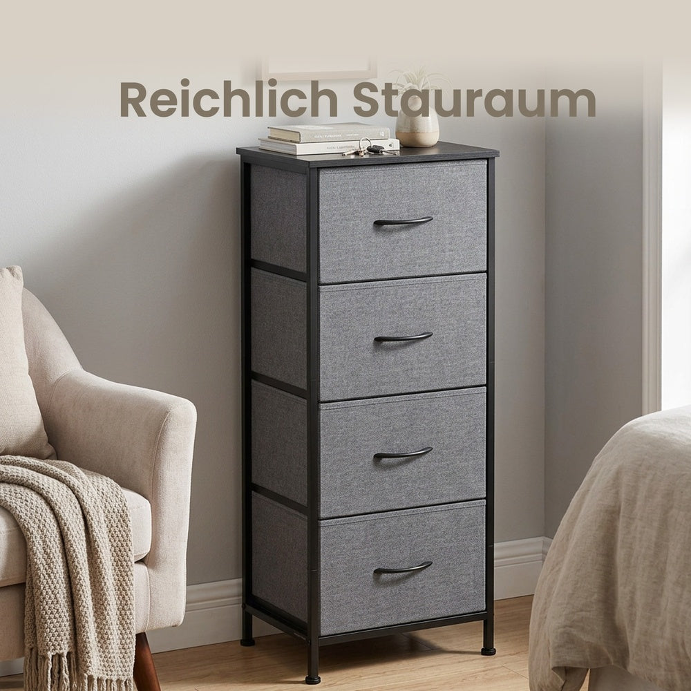 Dressoir Met 4 Stoffen Lades - Stalen Frame - Voor Slaapkamer Of Hal
