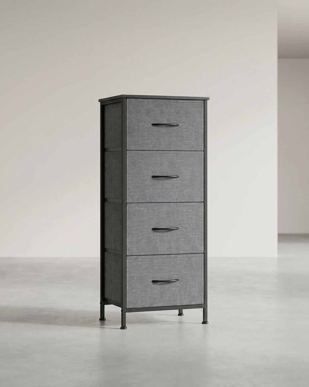 Dressoir Met 4 Stoffen Lades - Stalen Frame - Voor Slaapkamer Of Hal