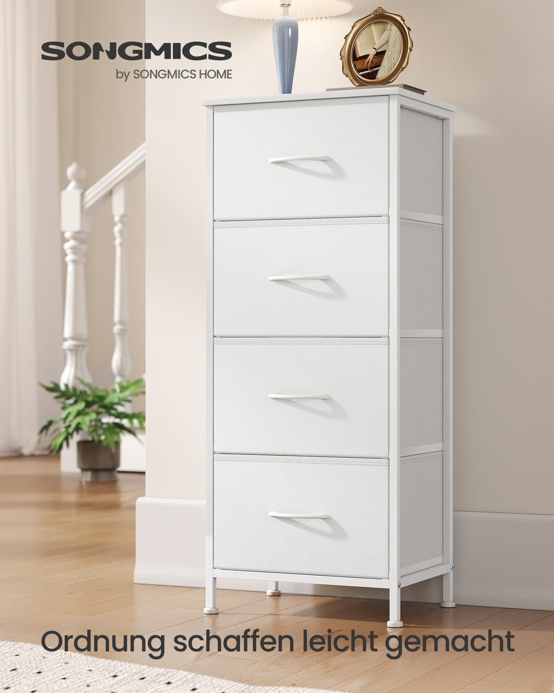 Dressoir Met 4 Stoffen Lades - Stalen Frame - Voor Slaapkamer Of Hal