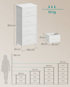 Dressoir Met 4 Stoffen Lades - Stalen Frame - Voor Slaapkamer Of Hal