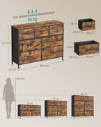 Grote Dressoir Met 7 Stoffen Lades - Stalen Frame - Voor Slaapkamer Of Woonkamer