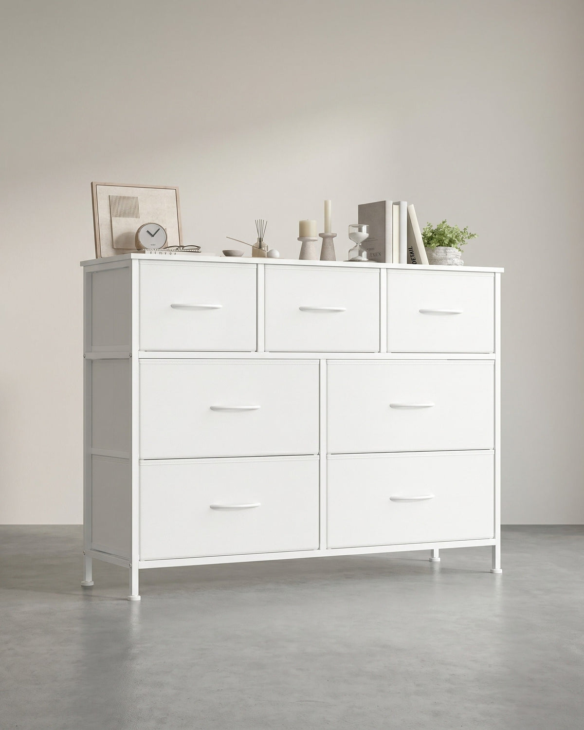 Grote Dressoir Met 7 Stoffen Lades - Stalen Frame - Voor Slaapkamer Of Woonkamer