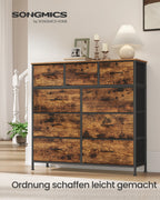 XL Dressoir Met 9 Stoffen Lades - Stalen Frame - Voor Slaapkamer Of Hal